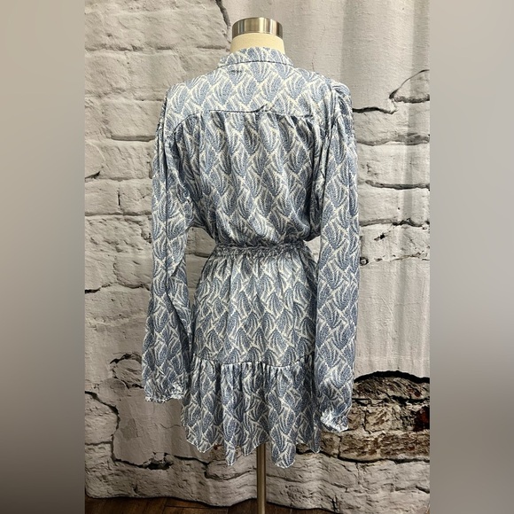 Anthropologie Bishop + Young Boho Tiered Button Down Dress with Belt Long Sleeve - Picture 6 of 8